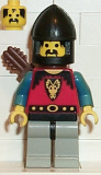 LEGO cas245 Dragon Knights - Knight 1, Light Gray Legs with Black Hips, Black Chin-Guard, Quiver
