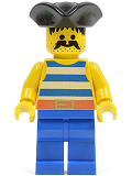 LEGO pi018 Pirate Blue / White Stripes Shirt, Blue Legs, Black Pirate Triangle Hat