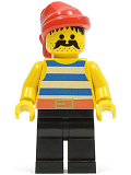 LEGO pi020 Pirate Blue / White Stripes Shirt, Black Legs, Red Bandana