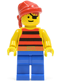 LEGO pi032 Pirate Red / Black Stripes Shirt, Blue Legs, Red Bandana