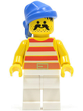 LEGO pi042 Pirate Red / White Stripes Shirt, White Legs, Blue Bandana