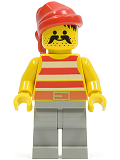 LEGO pi044 Pirate Red / White Stripes Shirt, Light Gray Legs, Red Bandana