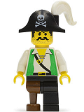 LEGO pi050 Pirate Green Vest, Black Leg with Pegleg, Black Pirate Hat with Skull