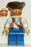 LEGO pi054 Pirate Brown Vest Ascot, Blue Legs, Brown Pirate Triangle Hat