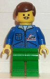 LEGO trn018 Bulldozer Logo - Green Legs, Brown Male Hair