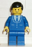 LEGO trn027 Suit with 3 Buttons Blue - Blue Legs, Black Male Hair