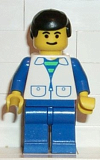LEGO trn031 Suit with 2 Pockets White - Blue Legs, Black Male Hair