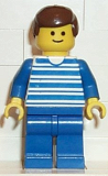LEGO trn039 Horizontal Lines Blue - Blue Arms - Blue Legs, Brown Male Hair