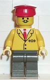 LEGO trn061 Railway Employee 5, Dark Gray Legs, Red Hat