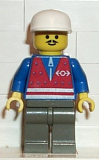LEGO trn082 Red Vest and Zipper - Dark Gray Legs, White Cap